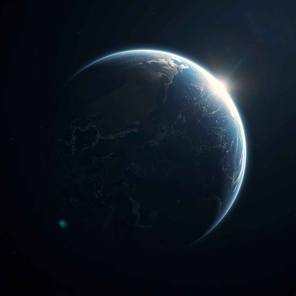 Cinematic view of planet Earth from space showing continents, blue oceans, and clouds, ideal for personalized anniversary star maps and location-based gifts.