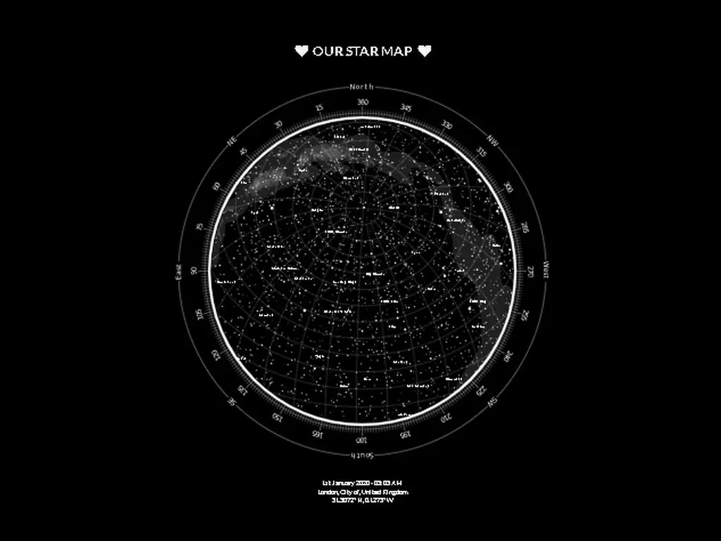 Detailed UK night sky map showing constellations tonight