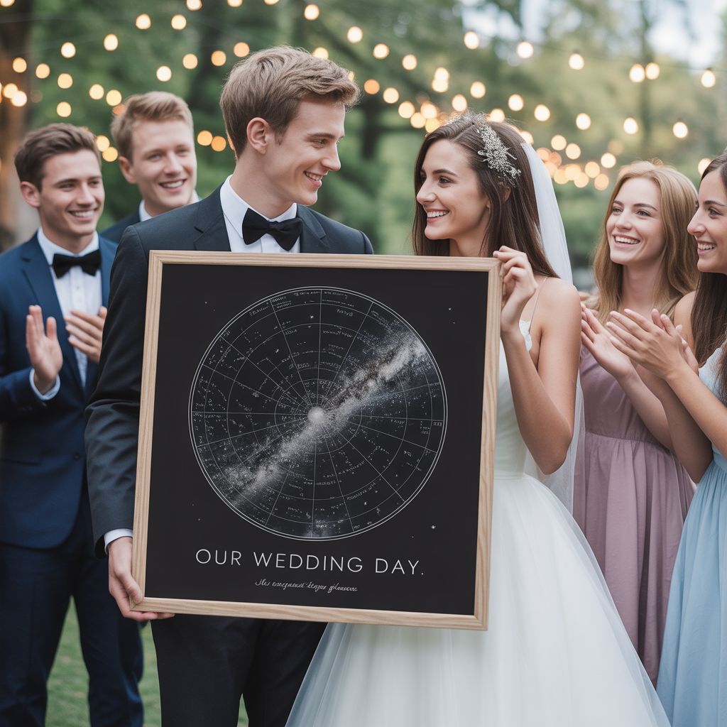 Framed star map wedding present - Unique marriage anniversary gift