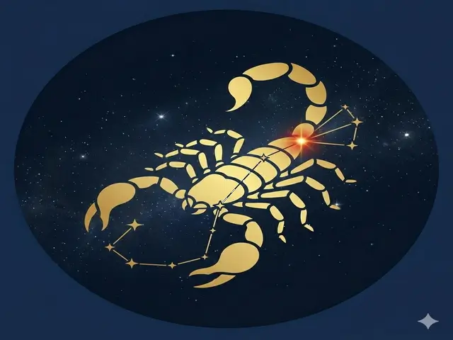 Scorpio constellation with Antares star, a deep space art gift