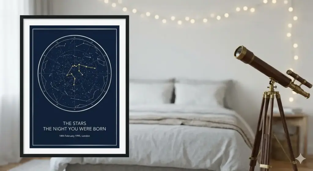 Zodiac constellation star map guide for a premium Aquarius birthday gift