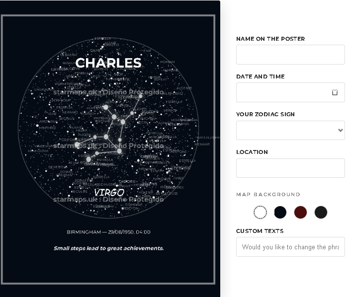 zodiac star map - Charles darwing - virgo
